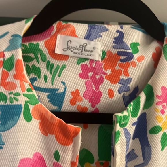 Vintage made in USA zip up beach cover up or lounge dress size M-L - Picture 2 of 4